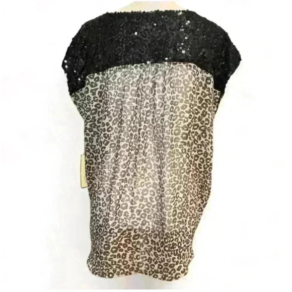 NWT- Vintage Havana Women's Medium Leopard Print Sequin Blouse - Picture 3 of 6